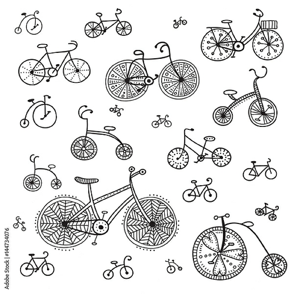 Постер Этнические велосипеды с типом исполнения На холсте без рамы