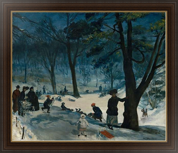 Постер Central Park, Winter, c.1905 с типом исполнения На холсте в раме в багетной раме 1.023.151