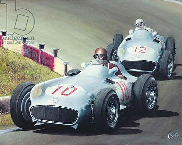 Постер Fangio and Moss in 1955, 1994 с типом исполнения На холсте без рамы