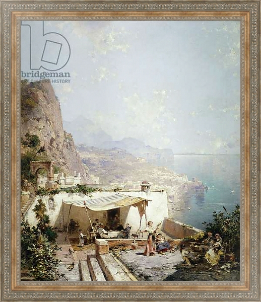 Постер Amalfi - Gulf of Salerno; Amalfi - Golfe de Salerne, с типом исполнения На холсте в раме в багетной раме 484.M48.310
