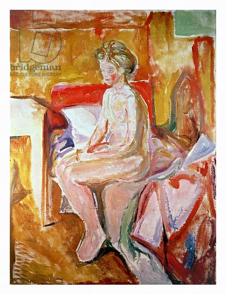 Постер Girl seated on the edge of her bed с типом исполнения На холсте в раме в багетной раме 221-03