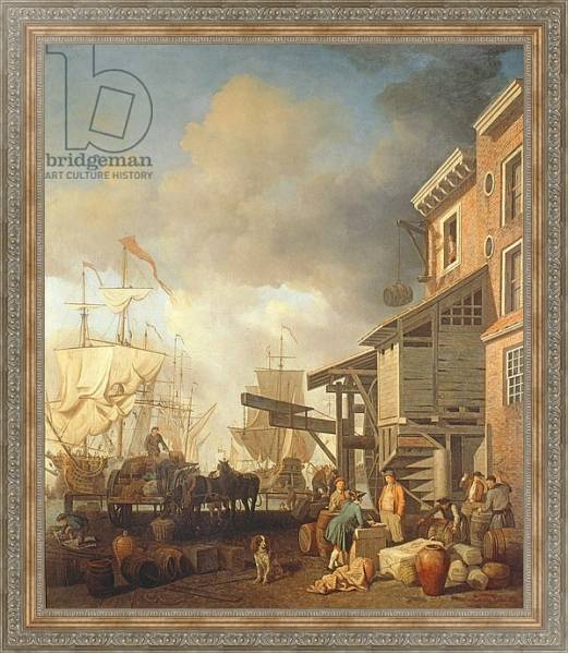 Постер A Thames Wharf, c.1750's с типом исполнения На холсте в раме в багетной раме 484.M48.310