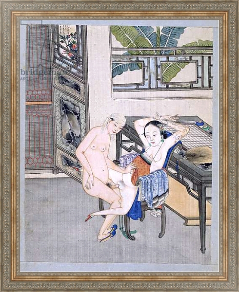 Постер Man and Woman Make Love on a Chair с типом исполнения На холсте в раме в багетной раме 484.M48.310