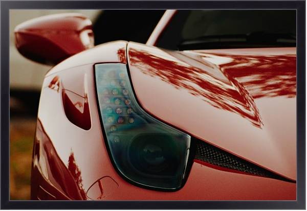 Постер Фара красного спортивного автомобиля с типом исполнения На холсте в раме в багетной раме 221-01