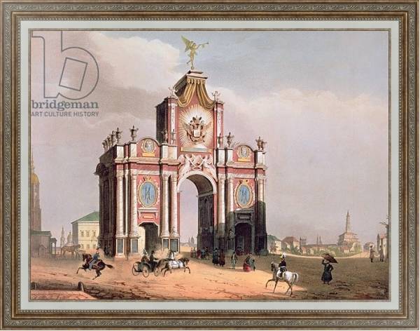 Постер The Red Gate in Moscow, printed by Lemercier, Paris, 1840s с типом исполнения На холсте в раме в багетной раме 595.M52.330