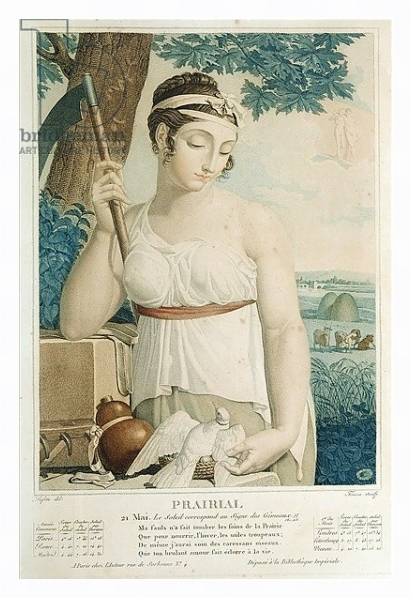 Постер Prairial, ninth month of the Republican Calendar, engraved by Tresca, c.1794 с типом исполнения На холсте в раме в багетной раме 221-03