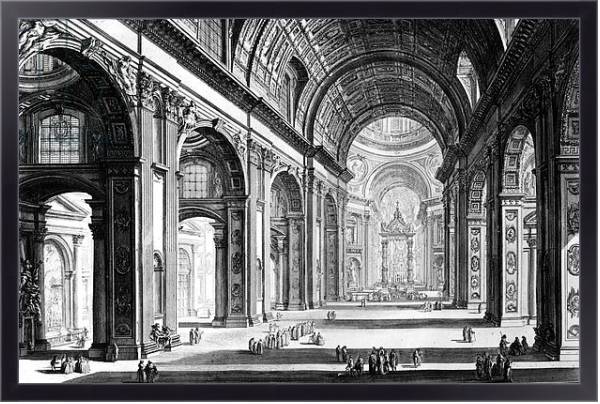 Постер View of the interior of St. Peter's Basilica, from the 'Views of Rome' series, c.1760 с типом исполнения На холсте в раме в багетной раме 221-01