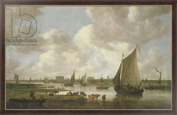 Постер A View of Leiden from the North East с типом исполнения На холсте в раме в багетной раме 221-02