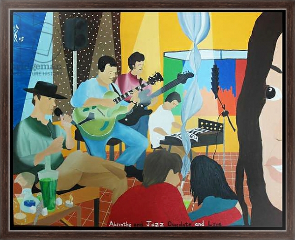 Постер Absinthe and Jazz, Chocolate and Love, 2004, с типом исполнения На холсте в раме в багетной раме 221-02