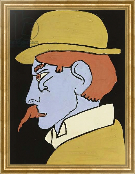 Постер Man with Moustache, Profile, c.1911-12 с типом исполнения На холсте в раме в багетной раме NA033.1.051