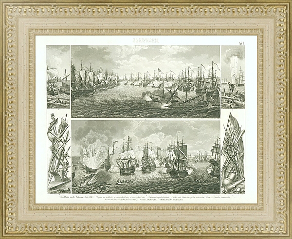 Постер Морские сражения с типом исполнения Акварель в раме в багетной раме 484.M48.725