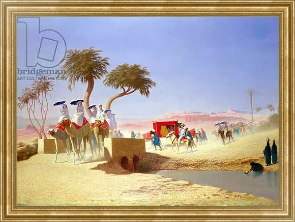 Постер The Empress Eugenie visiting the Pyramids с типом исполнения На холсте в раме в багетной раме NA033.1.051