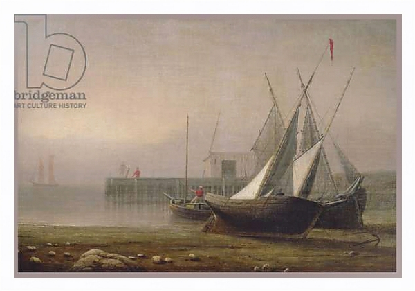 Постер Fishing Boats at Low Tide, c.1850s с типом исполнения На холсте в раме в багетной раме 221-03