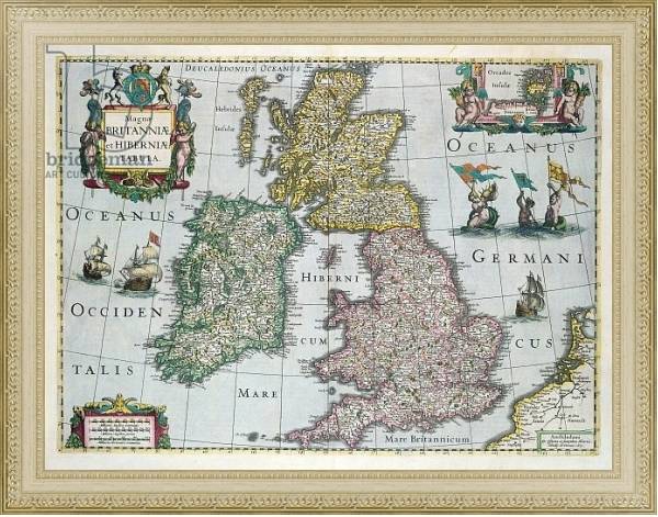 Постер Map of Britain, 1631 с типом исполнения Акварель в раме в багетной раме 484.M48.725