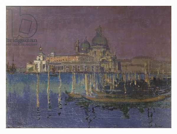 Постер Nocturne: The Dogana and Santa Maria della Salute, Venice, 1896 с типом исполнения На холсте в раме в багетной раме 221-03