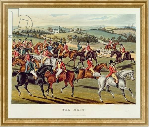 Постер 'The Meet', plate I from 'Fox Hunting', 1838 с типом исполнения На холсте в раме в багетной раме NA033.1.051