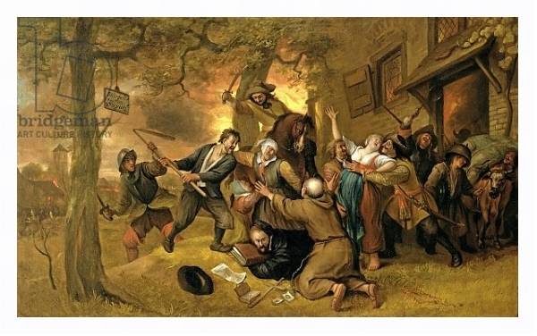 Постер Peasants and Soldiers Outside a Tavern - An Allegory of the Rape of the Netherlands с типом исполнения На холсте в раме в багетной раме 221-03