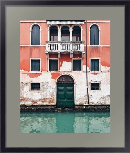 Постер Старое здание с балконом в Венеции с типом исполнения Под стеклом в багетной раме 221-01