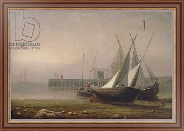 Постер Fishing Boats at Low Tide, c.1850s с типом исполнения На холсте в раме в багетной раме 35-M719P-83