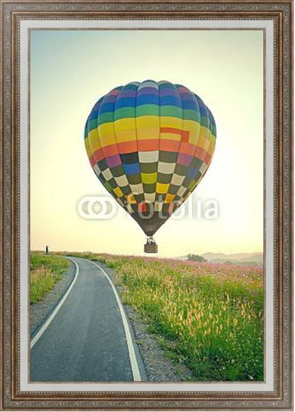 Постер Воздушный шар у дороги с типом исполнения На холсте в раме в багетной раме 595.M52.330