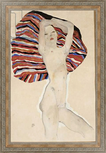 Постер Nude against coloured material, 1911 с типом исполнения На холсте в раме в багетной раме 484.M48.310