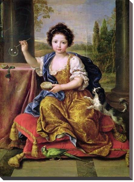 Постер Marie-Anne de Bourbon Mademoiselle de Blois, Blowing Soap Bubbles с типом исполнения На холсте без рамы