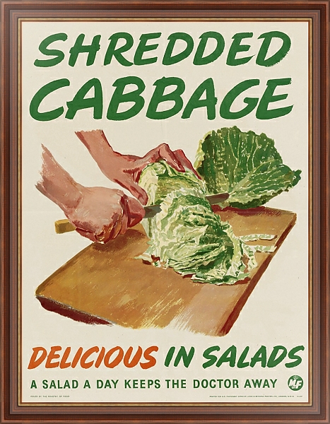 Постер Shredded Cabbage; Delicious in Salads с типом исполнения На холсте в раме в багетной раме 35-M719P-83