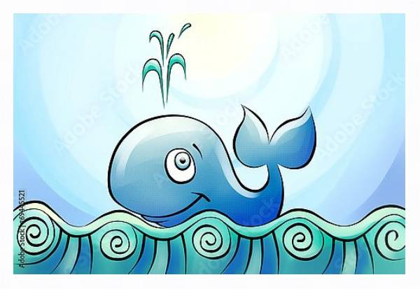Постер Маленький кит с типом исполнения На холсте в раме в багетной раме 221-03