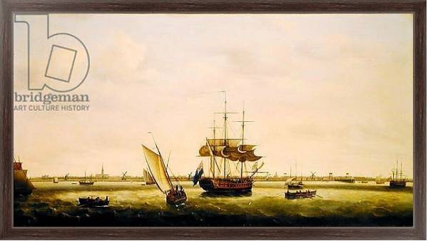 Постер The Frigate 'Surprise' at Anchor off Great Yarmouth, Norfolk, c.1775 с типом исполнения На холсте в раме в багетной раме 221-02