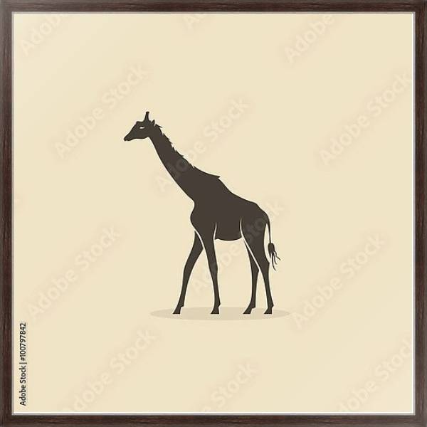 Постер Силуэт жирафа с типом исполнения На холсте в раме в багетной раме 221-02