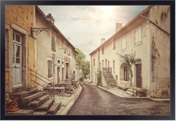 Постер Старая улица во Франции. Винтажный стиль с типом исполнения На холсте в раме в багетной раме 221-01