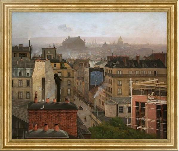 Постер Вид на Париж с Монмартра с типом исполнения На холсте в раме в багетной раме NA033.1.051