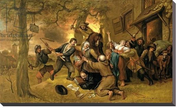 Постер Peasants and Soldiers Outside a Tavern - An Allegory of the Rape of the Netherlands с типом исполнения На холсте без рамы