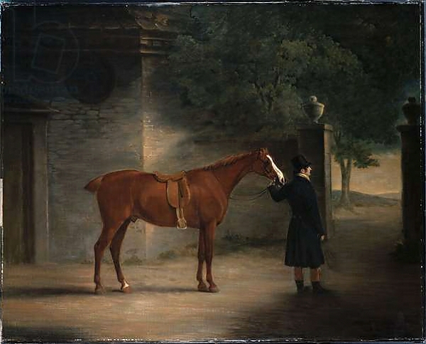Постер A Hunter and a Groom in a Courtyard, 1816 с типом исполнения На холсте без рамы