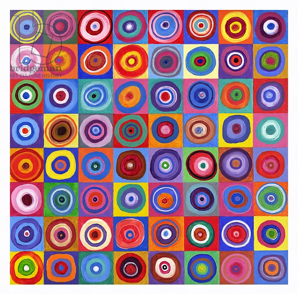 Постер In Square Circle 64 after Kandinsky, 2012, с типом исполнения На холсте в раме в багетной раме 221-03