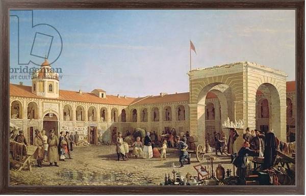 Постер Apraksin Market in St. Petersburg, 1862 с типом исполнения На холсте в раме в багетной раме 221-02