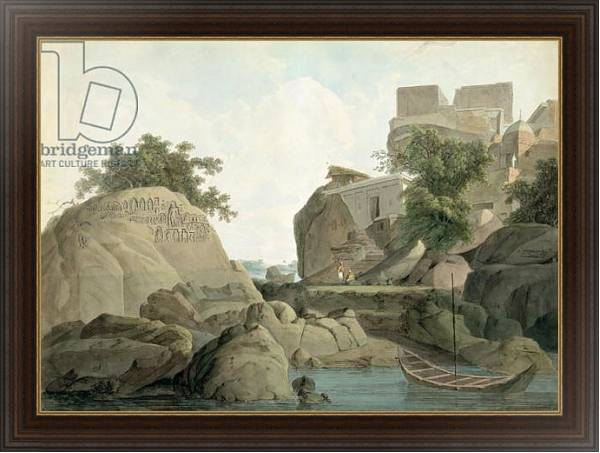 Постер Fakir's Rock at Sultanganj, on the River Ganges, India, c.1790 с типом исполнения На холсте в раме в багетной раме 1.023.151