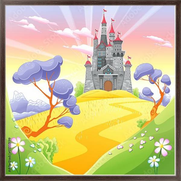 Постер Таинственный замок с типом исполнения На холсте в раме в багетной раме 221-02