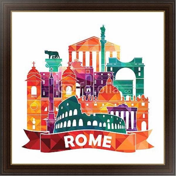 Постер Рим, коллаж с типом исполнения На холсте в раме в багетной раме 1.023.151