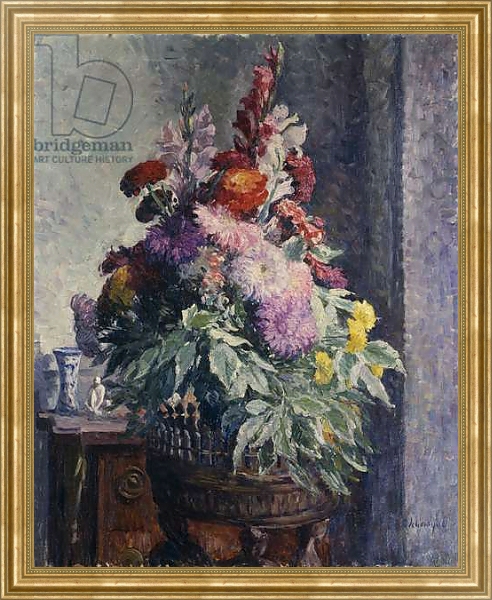 Постер Interior with Bouquet of Flowers; Interieur au Bouquet de Fleurs, с типом исполнения На холсте в раме в багетной раме NA033.1.051