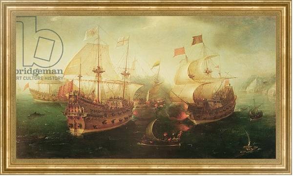 Постер Naval Battle, 1605 с типом исполнения На холсте в раме в багетной раме NA033.1.051