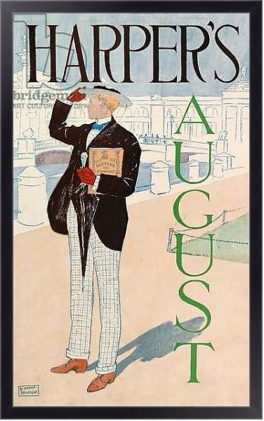 Постер Poster advertising Harper's New Monthly Magazine, August 1893 с типом исполнения На холсте в раме в багетной раме 221-01