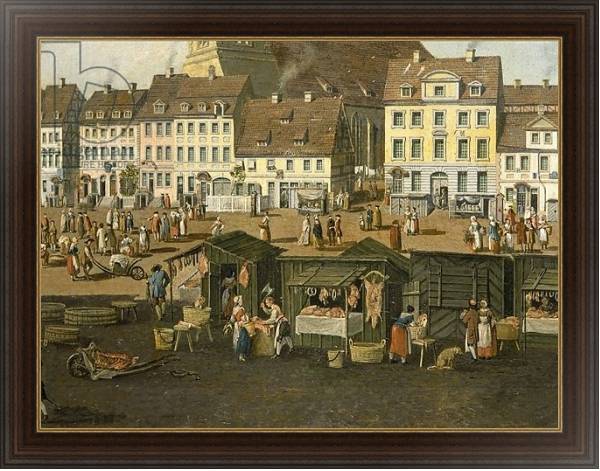 Постер The New Market in Berlin with the Marienkirche c.1770 с типом исполнения На холсте в раме в багетной раме 1.023.151