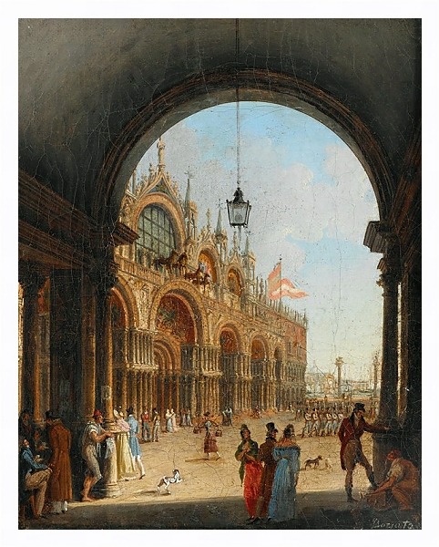 Постер Venice, a View of the Piazzetta di San Marco from the Arco dell’Orologio с типом исполнения На холсте в раме в багетной раме 221-03