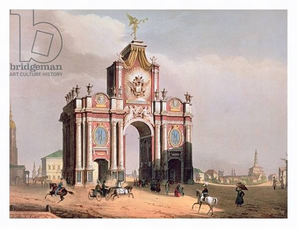 Постер The Red Gate in Moscow, printed by Lemercier, Paris, 1840s с типом исполнения На холсте в раме в багетной раме 221-03