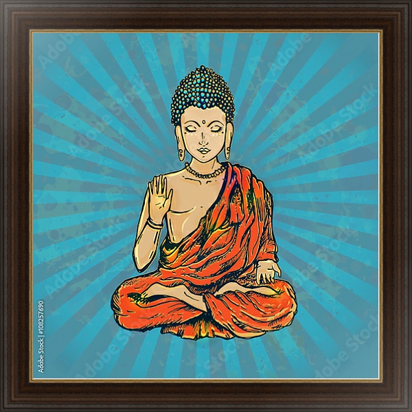 Постер Будда в стиле поп-арт с типом исполнения На холсте в раме в багетной раме 1.023.151