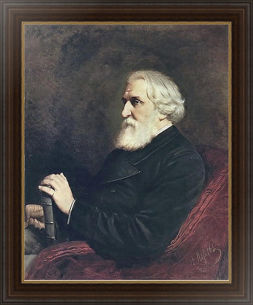Постер Портрет писателя Ивана Сергеевича Тургенева. 1872 с типом исполнения На холсте в раме в багетной раме 1.023.151