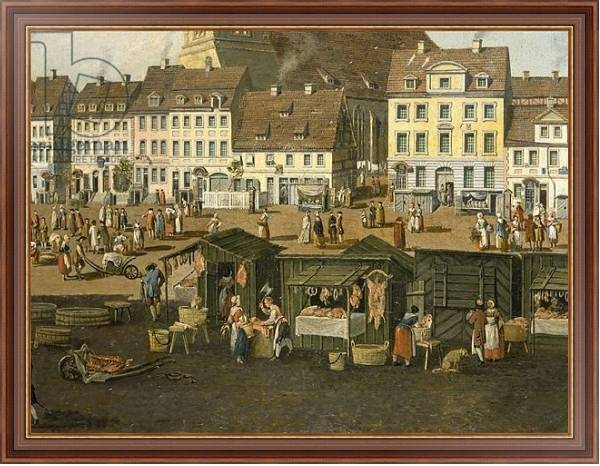 Постер The New Market in Berlin with the Marienkirche c.1770 с типом исполнения На холсте в раме в багетной раме 35-M719P-83