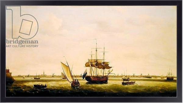 Постер The Frigate 'Surprise' at Anchor off Great Yarmouth, Norfolk, c.1775 с типом исполнения На холсте в раме в багетной раме 221-01