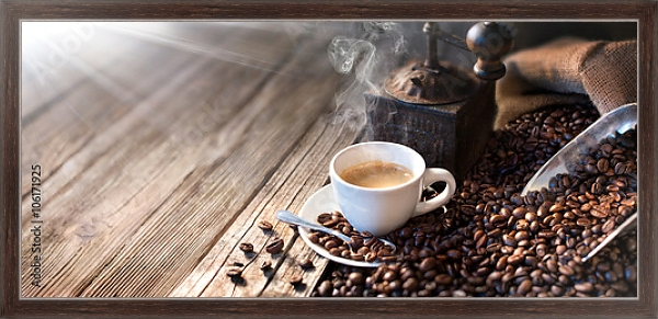 Постер Доброе утро начинается с хорошего кофе с типом исполнения На холсте в раме в багетной раме 221-02